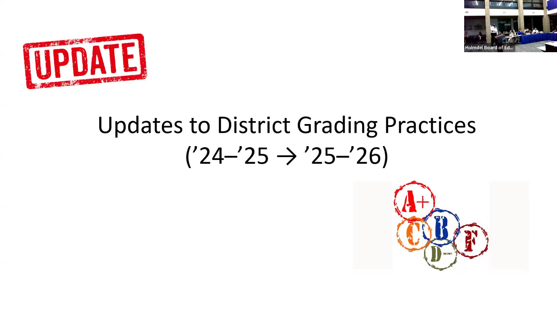 Holmdel revises grading criteria across K–12, reclassifies participation and quizzes, tightens late-work rules