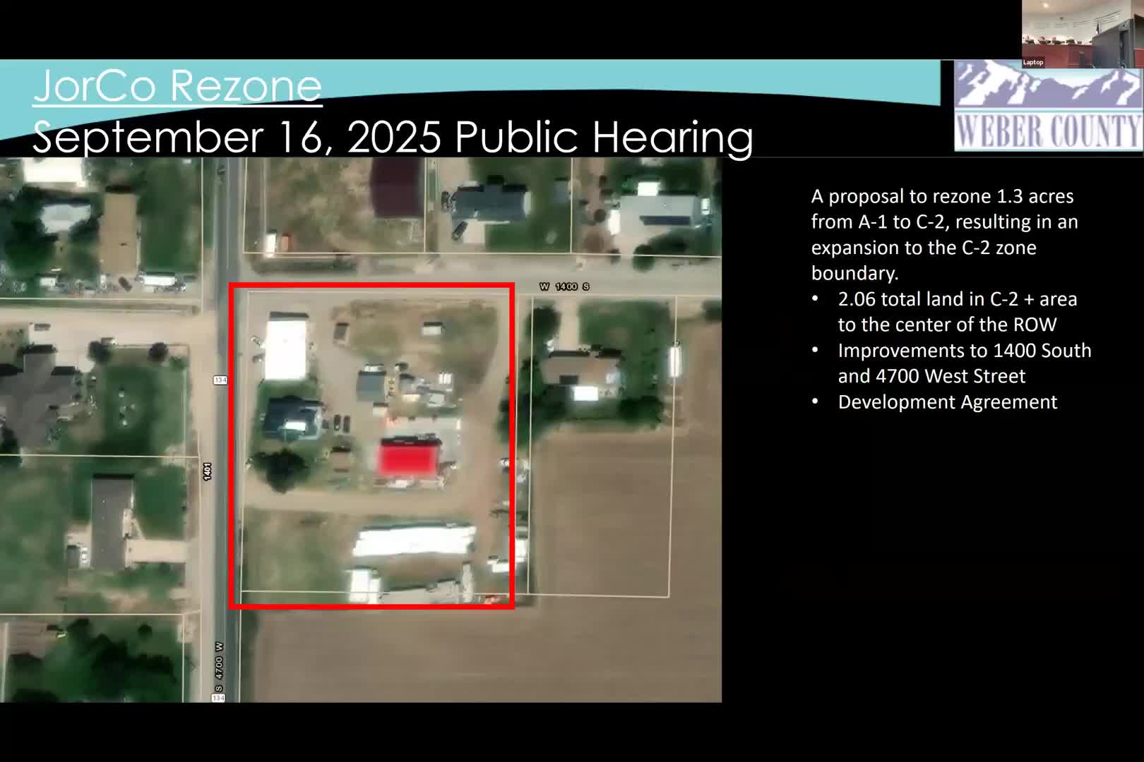 Commission recommends expansion of C‑2 commercial boundary at 1402 S/4700 W with development agreement terms