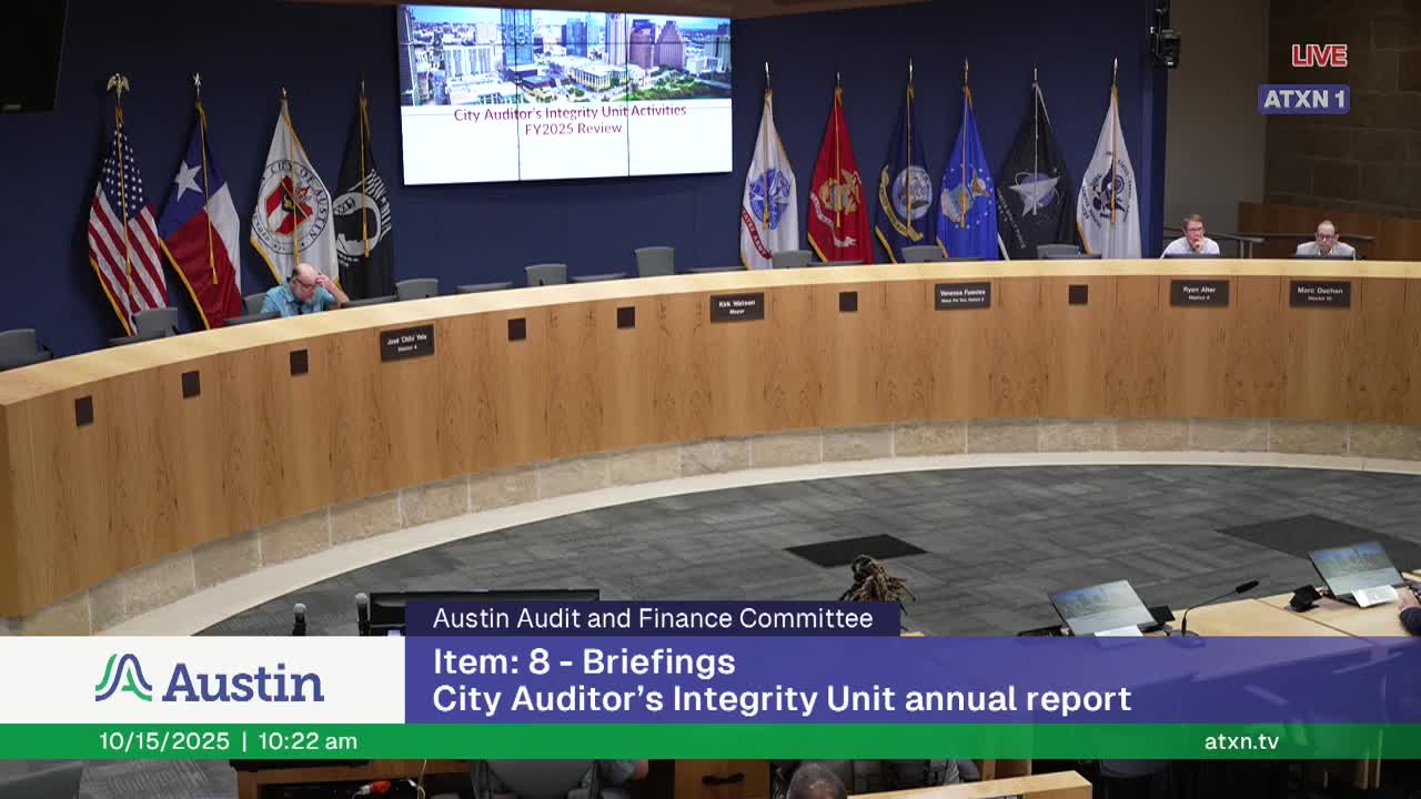 City Auditors Integrity Unit reports 404 allegations in FY25; 11 investigations completed, 8 substantiated