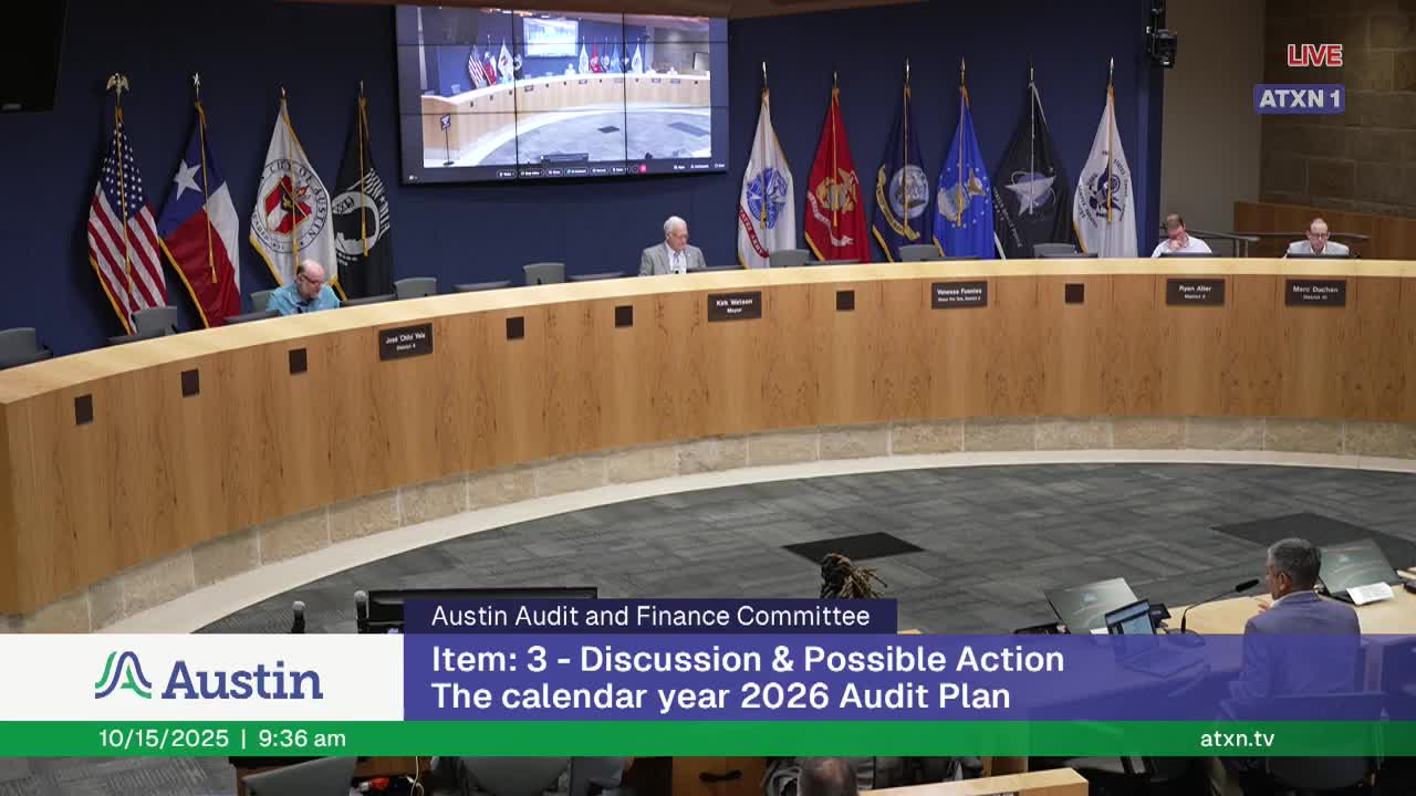 Audit and Finance Committee approves City Auditors 2026 audit plan, highlights civilian staffing and EMS reviews