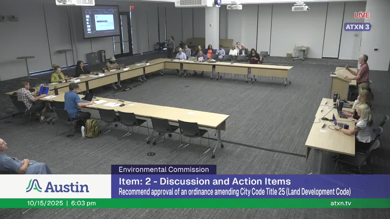 Environmental Commission backs administrative variance to skip drainage easements on city parkland, adds Parks Board review