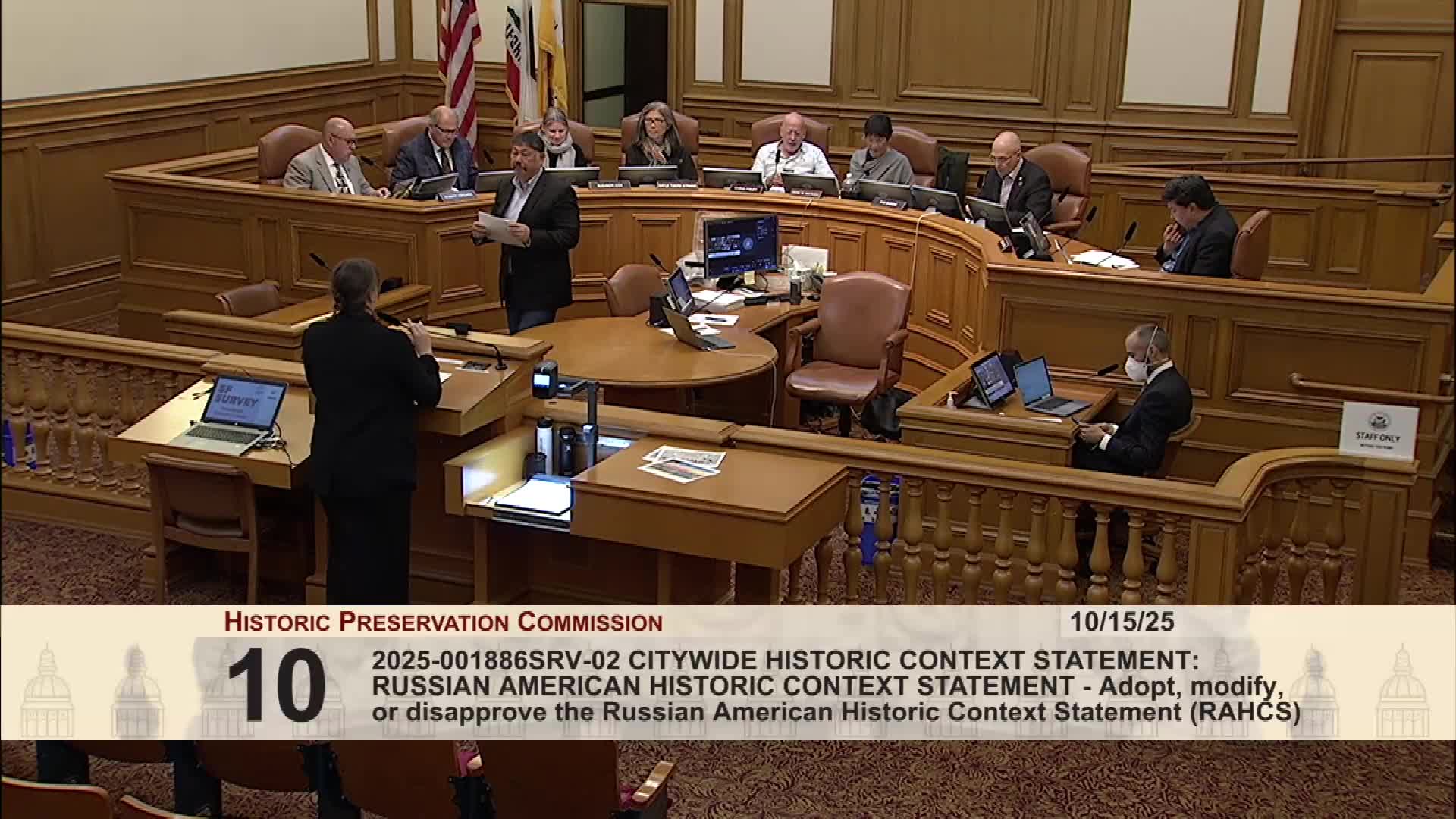 Commission adopts Russian American Historic Context Statement; staff to pursue translation and outreach