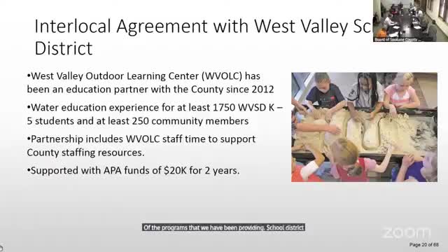 Spokane County seeks continued Aquifer Protection funding for school field‑trip programs