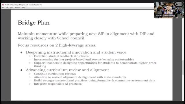 District outlines curriculum-review cycle and AI training; math, ESL/MLL and health listed as near-term priorities