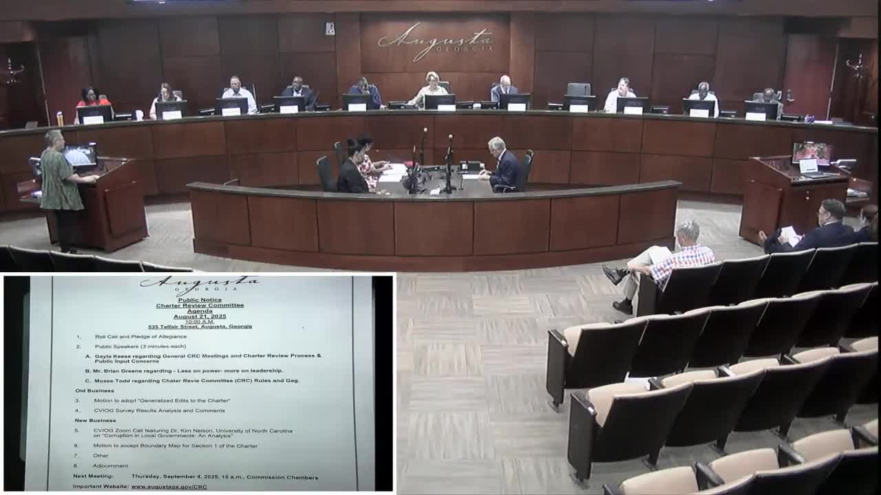 Charter review hears corruption research, survey results and votes to request draft council–manager language