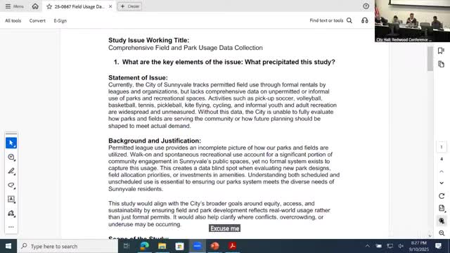 Commission adopts study to measure informal park and field use; staff flags cost and resource constraints