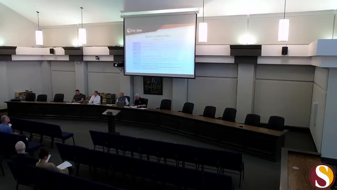 Stow BZA approves variances to allow side-yard pool and reduced deck setback at 3121 Preakness Drive