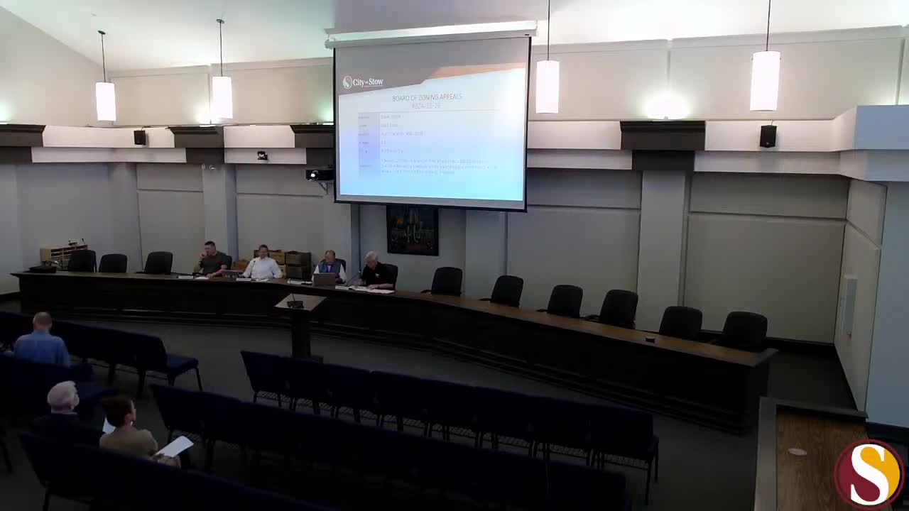 Stow BZA grants one‑year extension for front‑yard setback variance at 4167 Cheval Circle