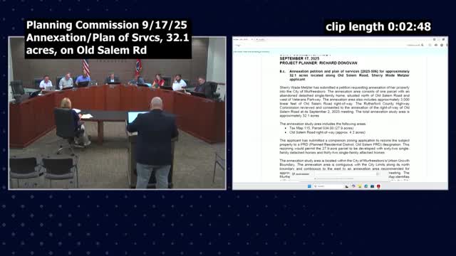 Planning Commission schedules annexation and PRD rezoning public hearings for Old Salem Road parcel