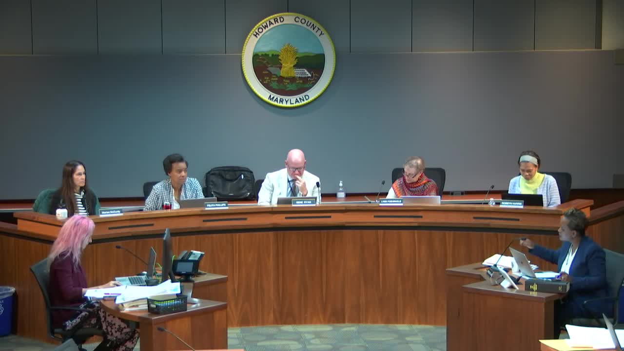 Howard County Board of Appeals hears appeal over stream‑buffer and specimen‑tree waivers for 3956 Old Columbia Pike