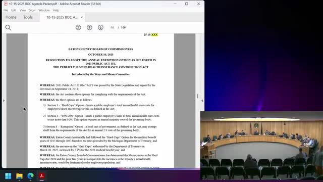 Eaton County board votes to override PA 152, raises employee premium share 5%