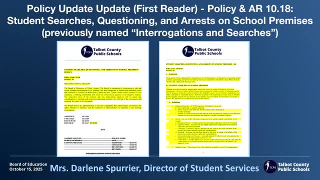 Board reviews expanded student-search policy; administrators add documentation and training requirements