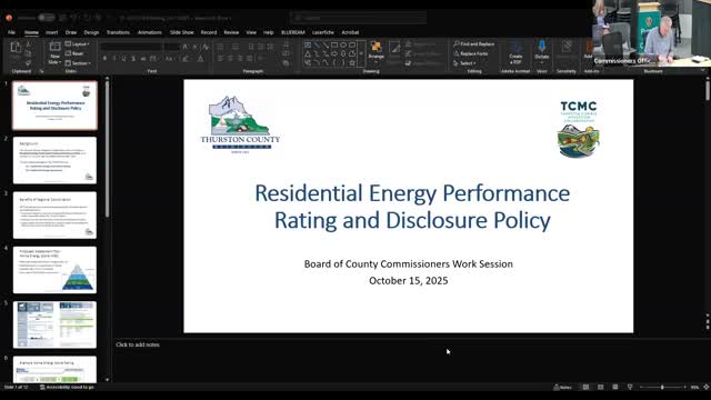 County staff seeks public outreach on Home Energy Score ordinance; board directs wider stakeholder engagement
