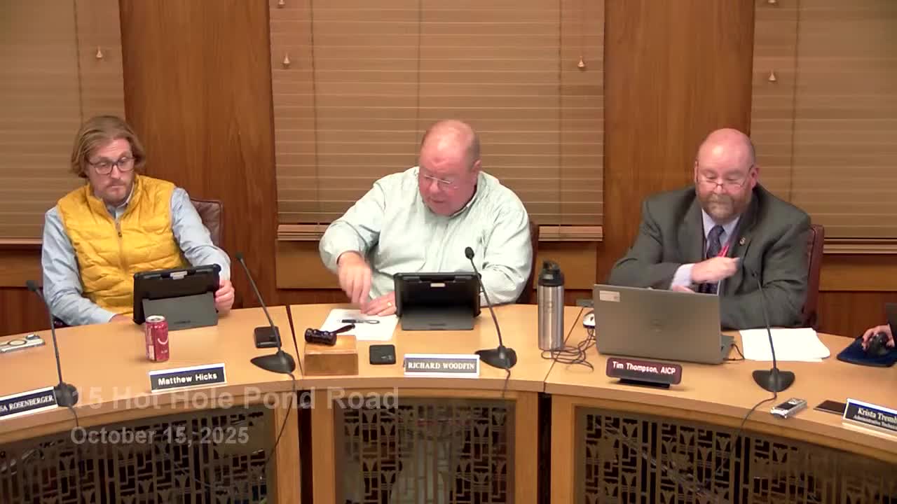 Board continues subdivision amendment request for Hothole Pond private drive; applicant to resubmit plans and materials