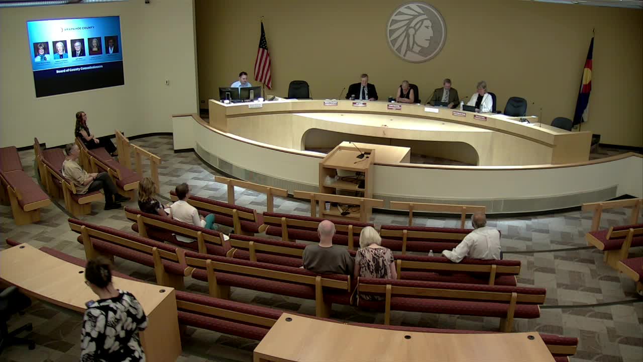 Arapahoe County commissioners approve consent agenda and adopt amended agenda; Arcadia Creek hearing rescheduled