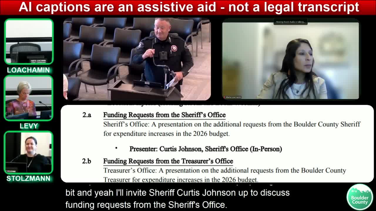 Boulder County sheriff asks commissioners to delay funding eight jail positions; seeks county support for training and fleet needs