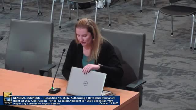 Oregon City Commission denies permit to restore fence that encroached on Sebastian Way right‑of‑way
