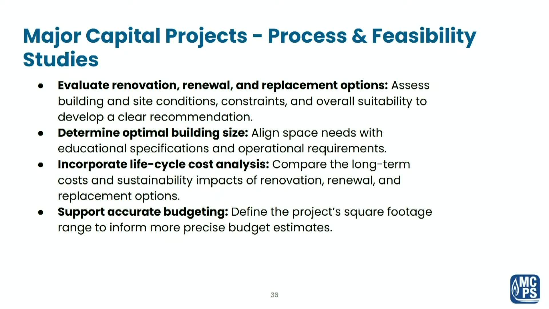 MCPS recommends five elementary replacements and three secondary projects; Sligo Creek eyed as swing space
