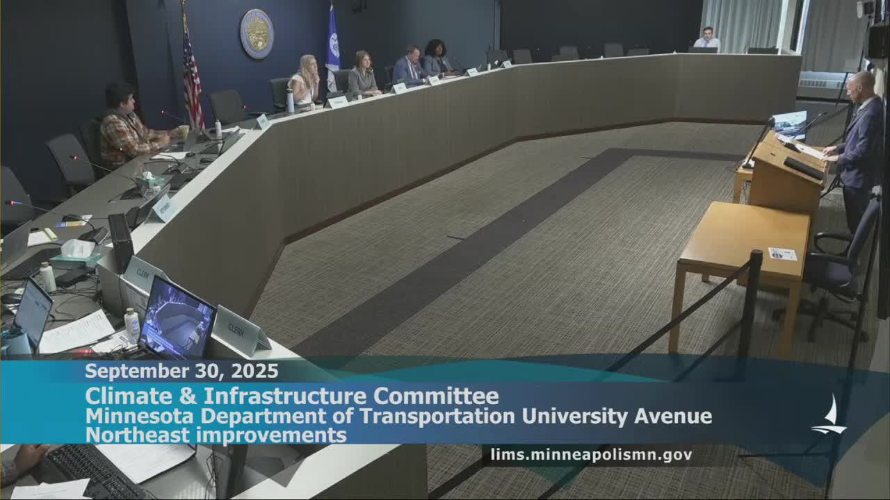 Committee opens municipal-consent hearing for University Avenue NE reconstruction; continues to Oct. 16