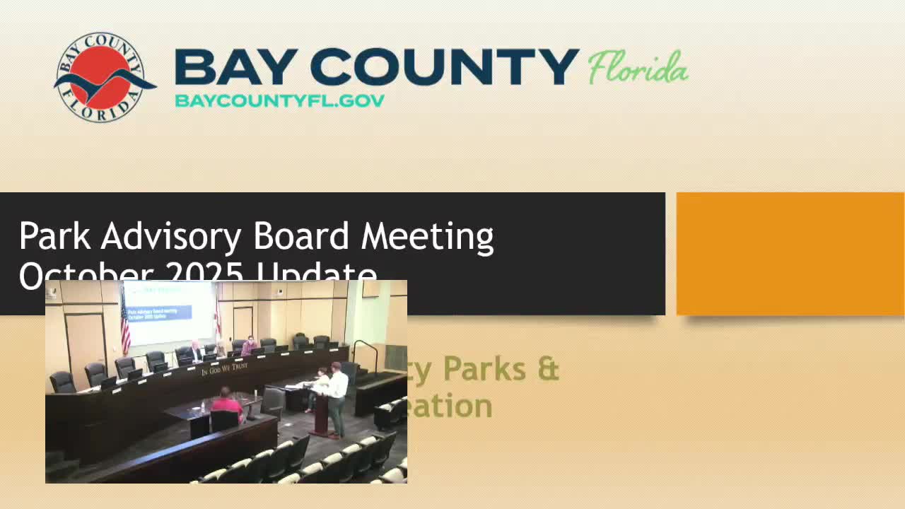 Bay County parks staff review playground, pier and trail projects; approve minutes
