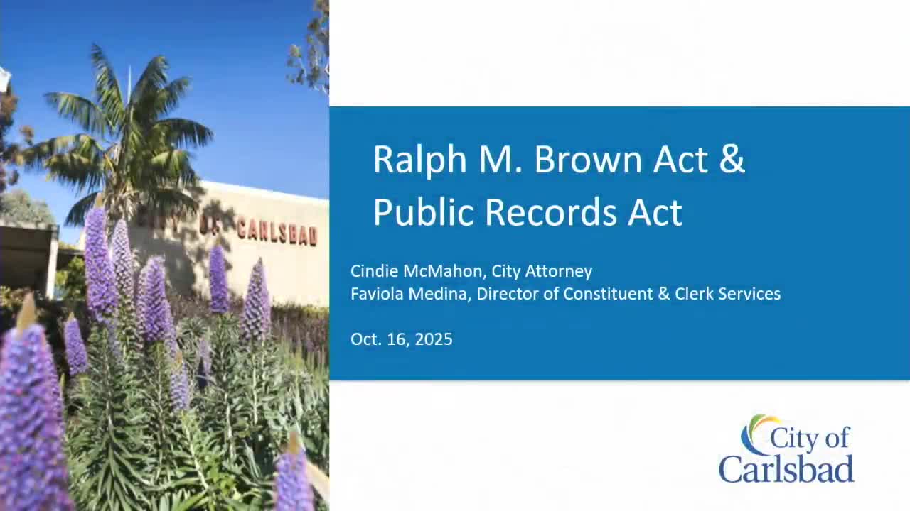 City attorney briefs Carlsbad investment review board on Brown Act, Public Records Act and conflict rules