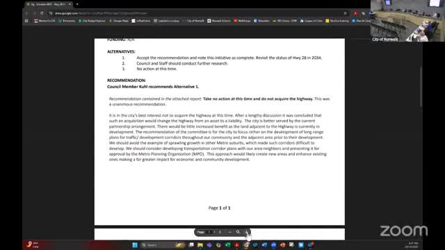 Committee recommends pausing pursuit of Highway 28 jurisdictional transfer; council votes to table action