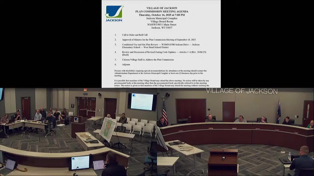 Plan commission recommends village board approve conditional use for new Jackson Elementary School