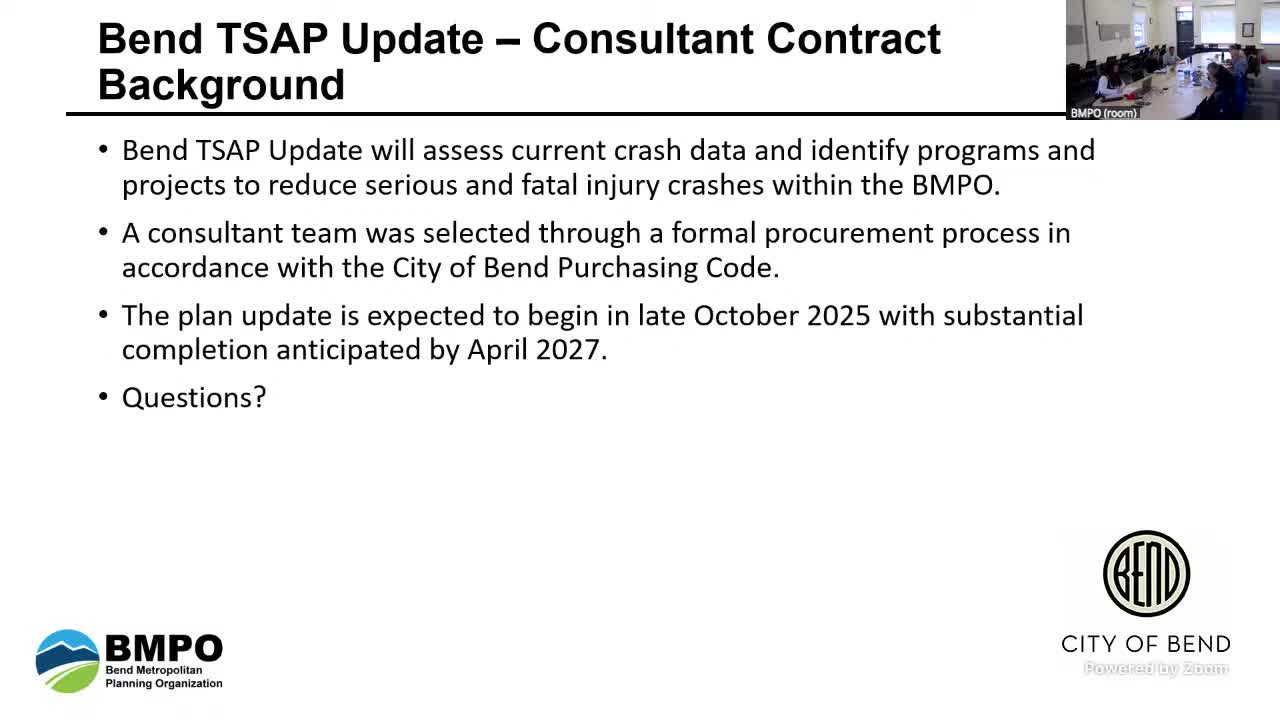 Bend MPO approves consultant contract with Kittelson to update Transportation Safety Action Plan