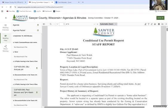 Zoning panel approves in‑home salon in Bass Lake with one-operator limit and parking conditions