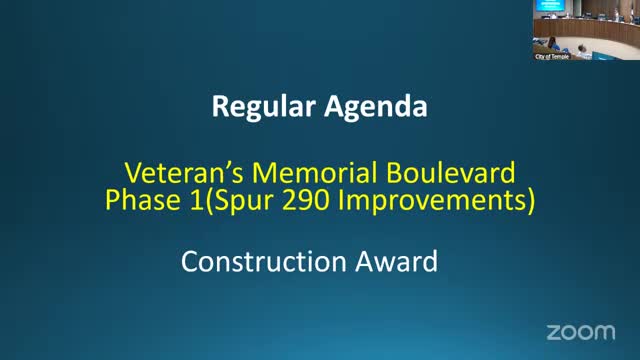 Council awards $7.76 million contract for Veterans Memorial Boulevard phase 1 (Spur 290)