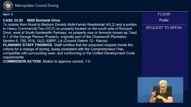 Council approves four zoning cases and a drainage-servitude revocation, all unanimous