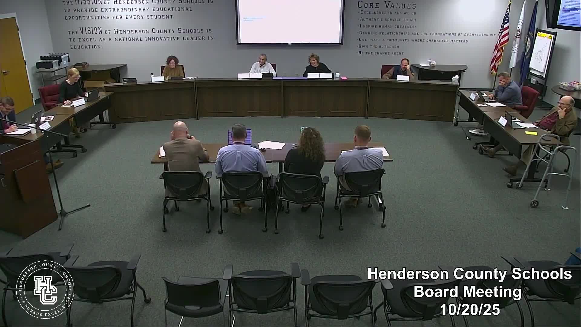 Henderson County Board approves South Middle HVAC, high‑school culinary renovation, chiller purchase and district facility plan