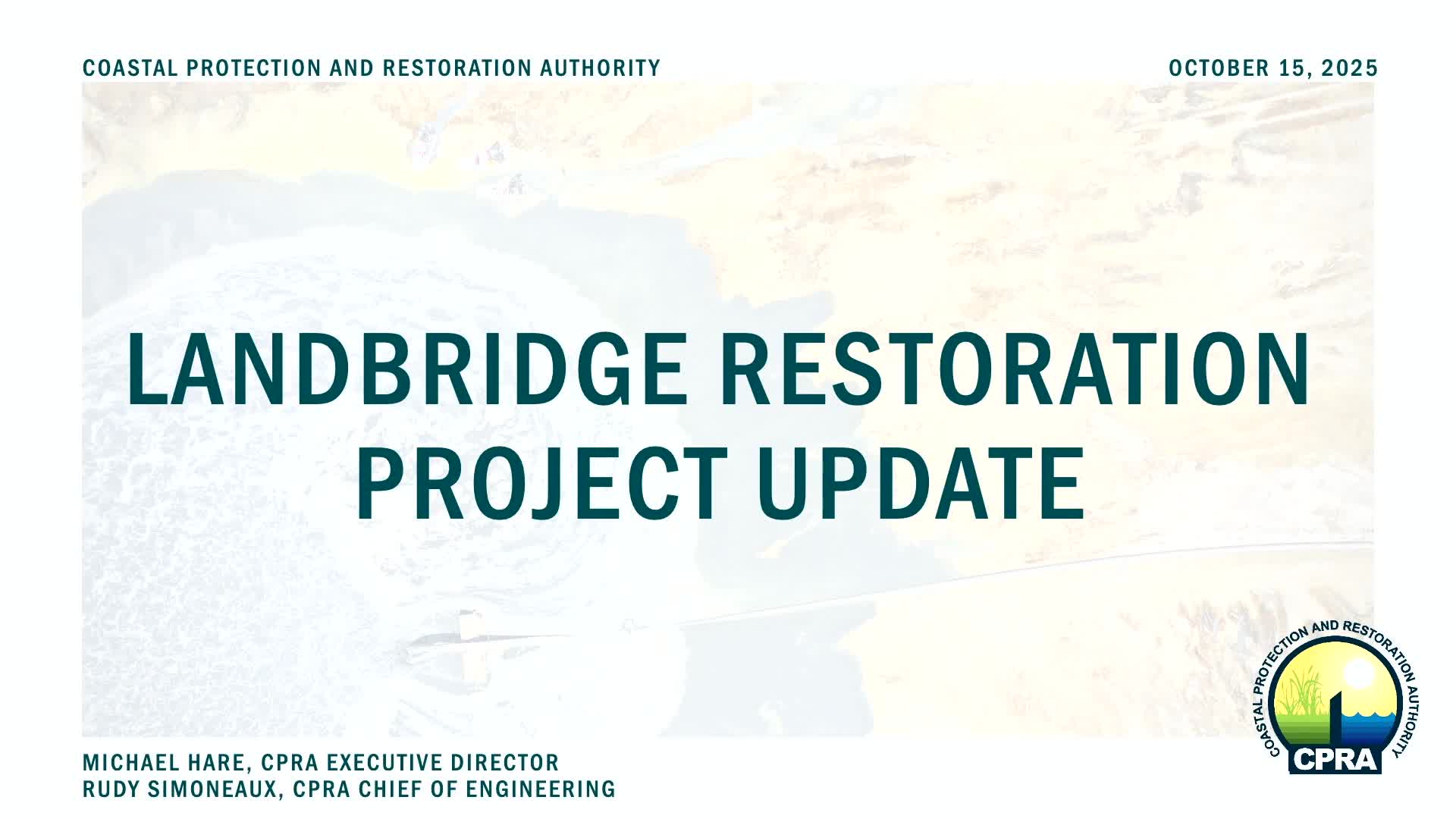 CPRA lays out near‑term plan for large-scale 'land bridge' restorations, seeks phased design and construction