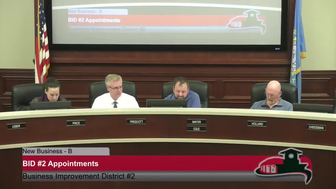 Council reappoints members to Business Improvement District #2 board and staggers terms