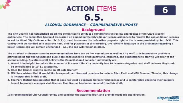 Minot council keeps retail liquor-license cap after heated public hearing; directs ordinance rewrite