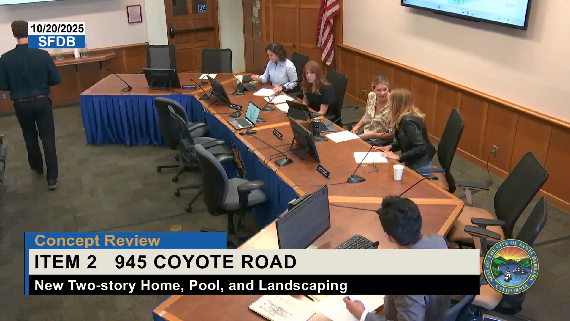 Board asks for more public‑view renderings, landscaping and materials details for 945 Coyote Road concept
