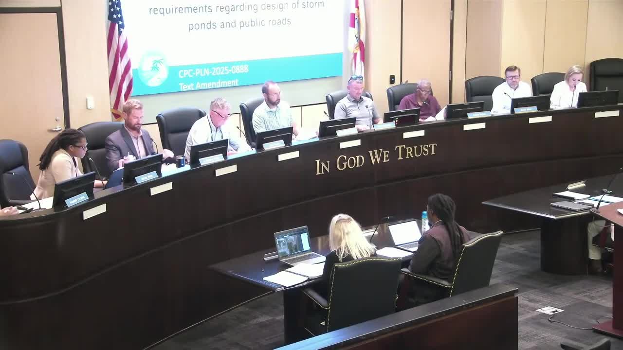 City engineer presents stormwater and road-acceptance text changes; planning board approves