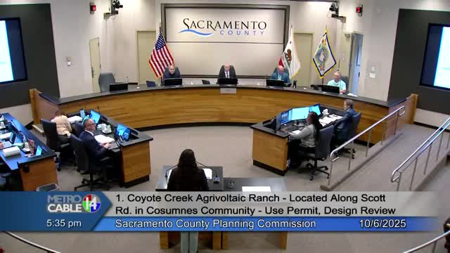 Sacramento County planning commission recommends board certify EIR, endorse Coyote Creek agrivoltaic project