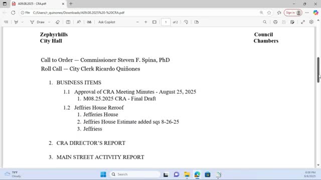 Zephyrhills bodies approve budget, millage, airport amendments and several contracts; Jeffreys House reroof cleared