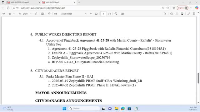 Zephyrhills approves stormwater utility study, directs staff to pursue property-tax billing