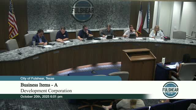 Votes at a glance: Fulshear EDC Oct. 20, 2025