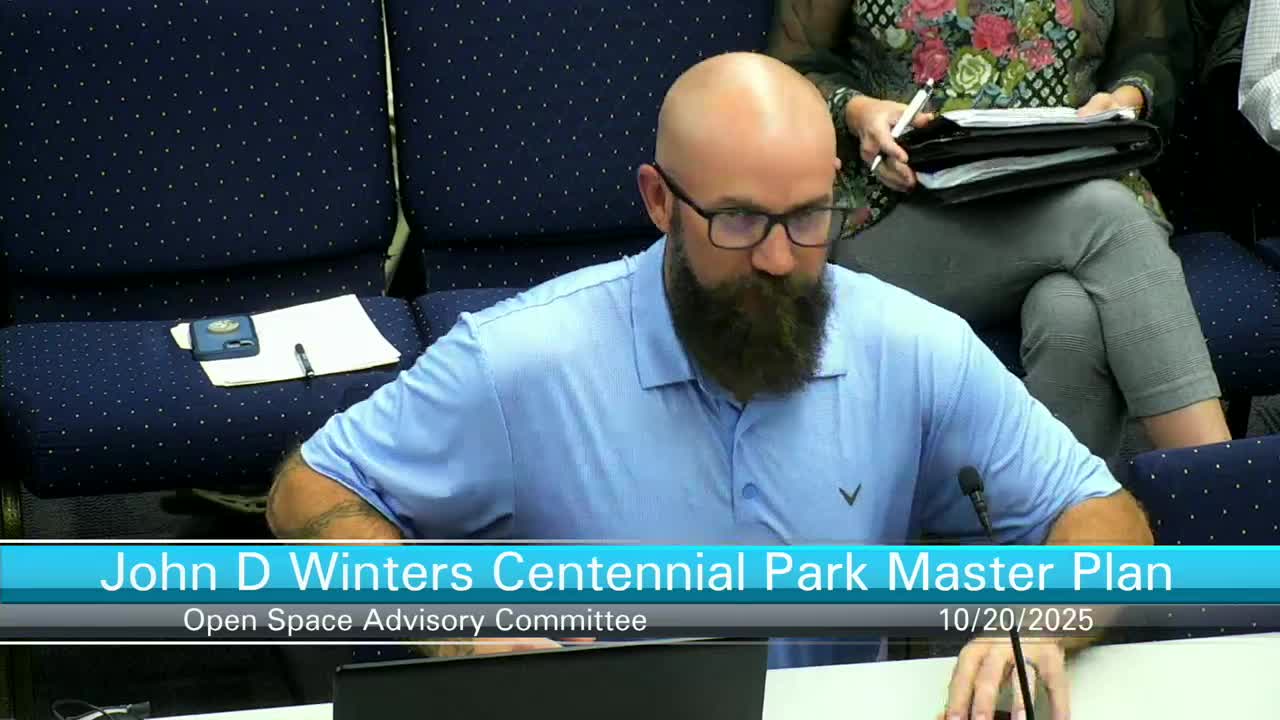 Open Space Committee recommends John D. Winters Centennial Park master plan to Board of Supervisors