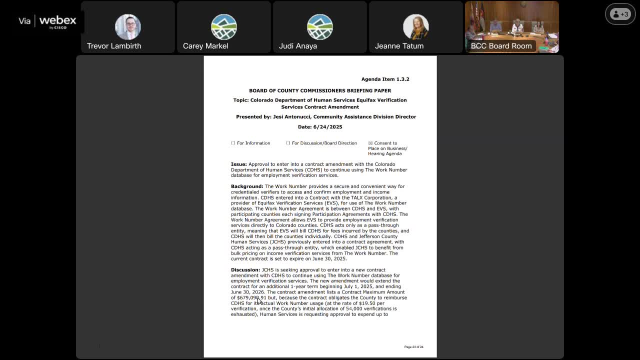 Jefferson County moves to renew Equifax income‑verification contract amid sharp price increases