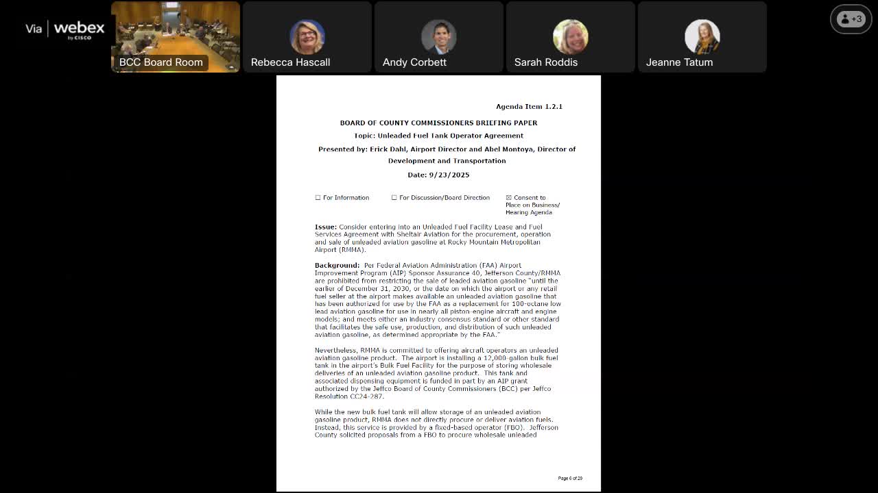 Jefferson County approves Shelltaire Aviation as operator and lessee for unleaded fuel tank at Park Mountain Metropolitan Airport
