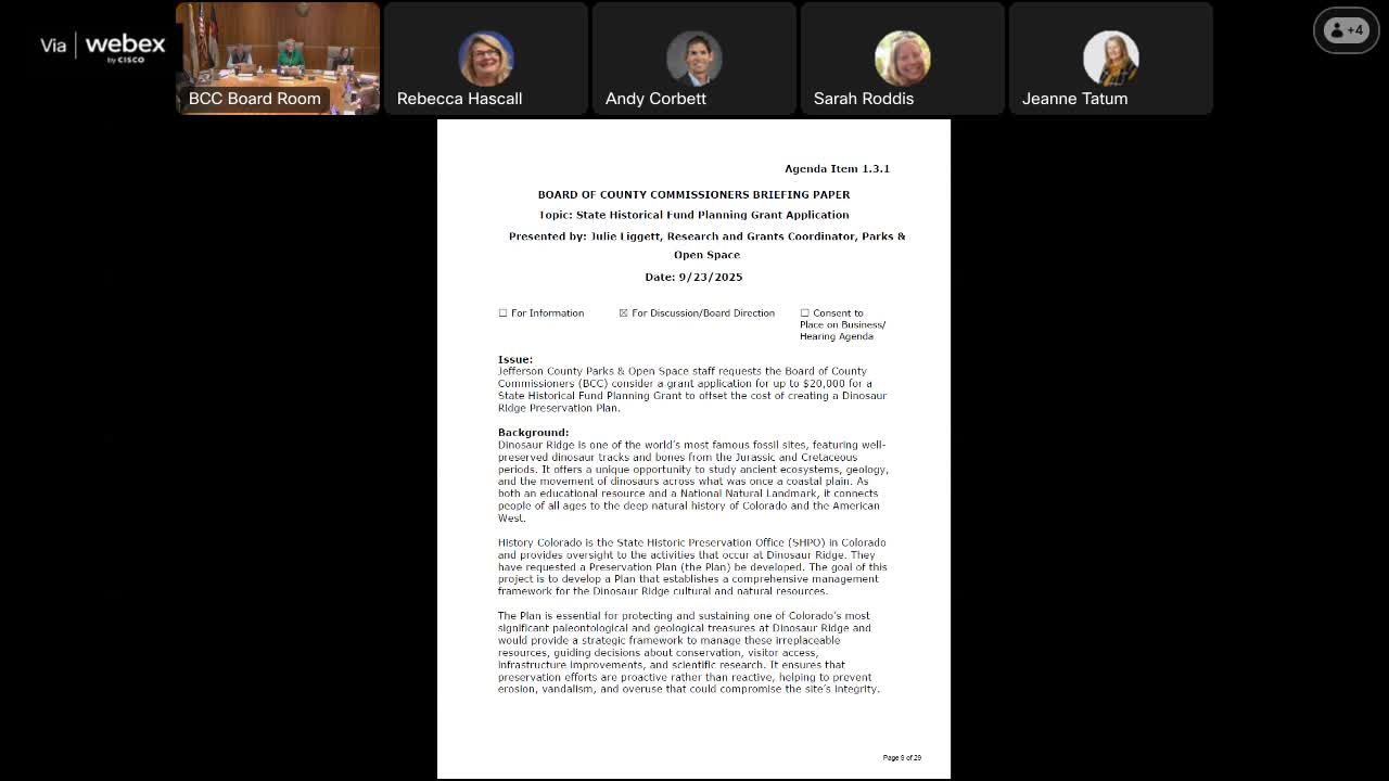 Jefferson County seeks $20,000 State Historical Fund grant to develop Dinosaur Ridge preservation plan