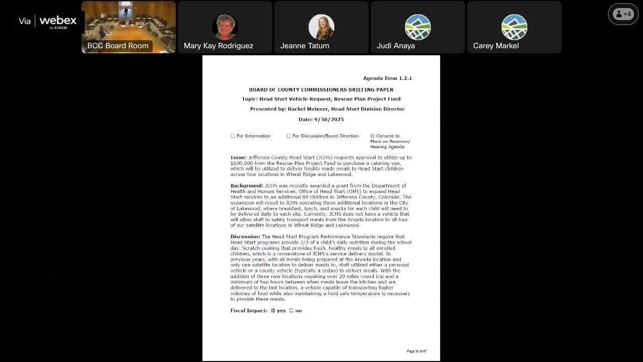 Head Start seeks up to $100,000 in Rescue Plan funds to buy catering van for meal delivery