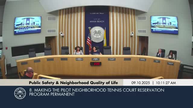 Committee recommends making Miami Beach neighborhood tennis reservation pilot permanent and extending contractor oversight to Bayshore Park