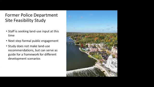 Feasibility study for former police-station site presented; council leans toward public engagement and preserving riverfront