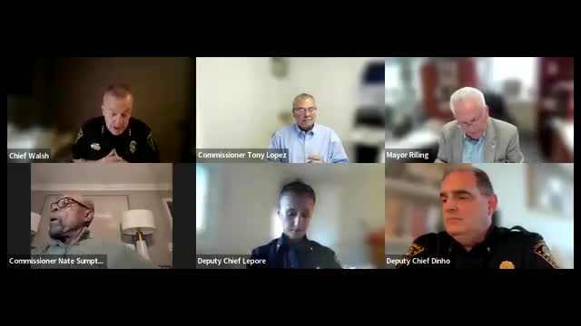 Chief Walsh reports staffing, crime trends and CALEA on-site review; vape-shop enforcement and extra-duty vendor discussed