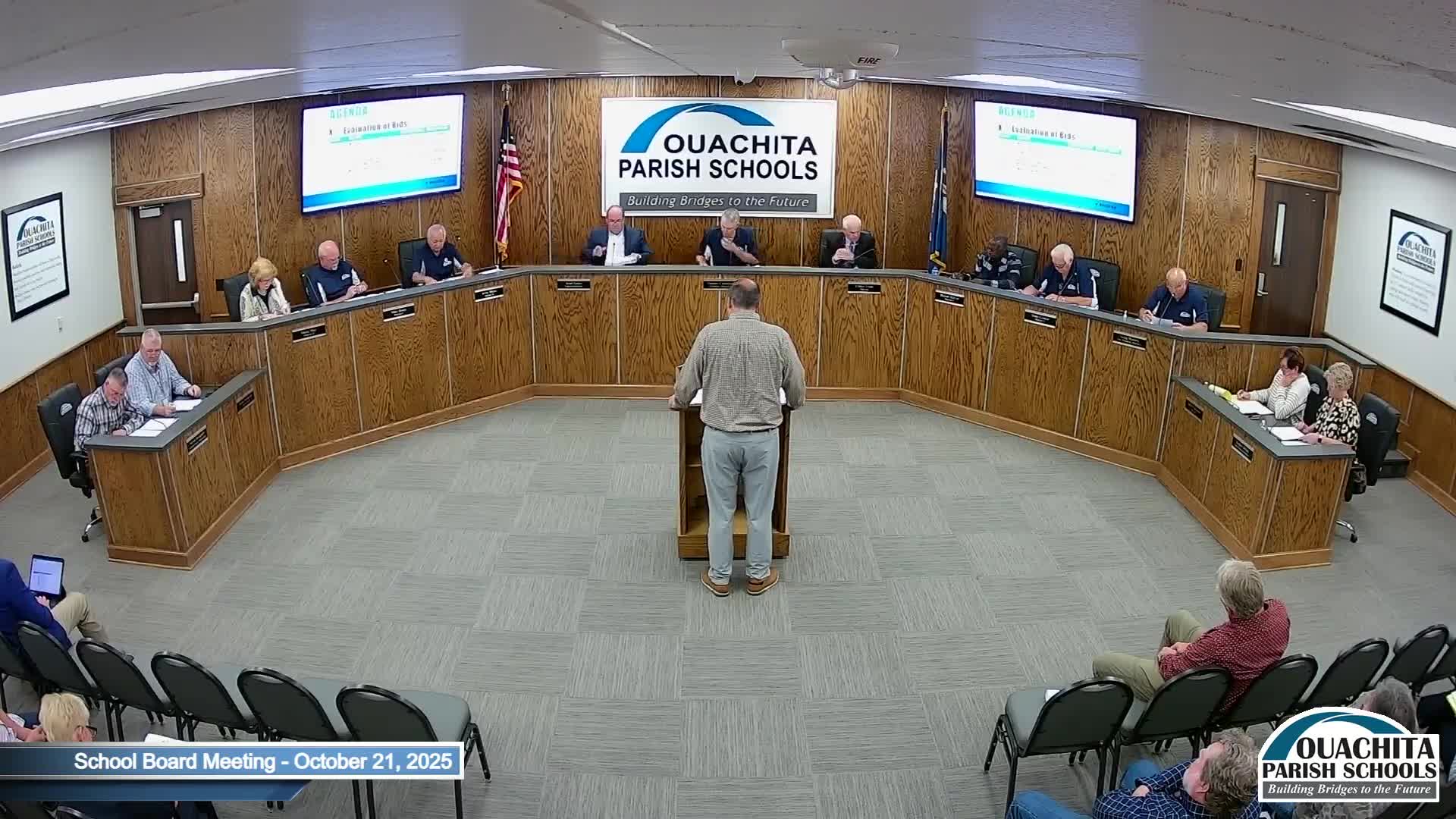 Board approves construction contracts, grants easement to Monroe and OKs district compliance filing; several permission‑to‑bid items set
